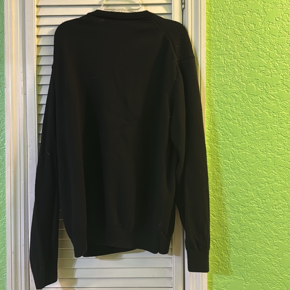 Turnbury Men’s Black Extra Fine Merino Wool V-Neck Sweater XL - Picture 2 of 6
